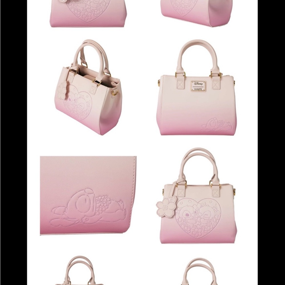 Loungefly Stitch and Angel Pink Ombre crossbody with Charm - Picture 8 of 8